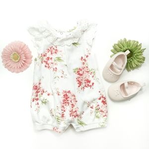 Laura Ashley Floral Romper With Shoes Size 3-6 M